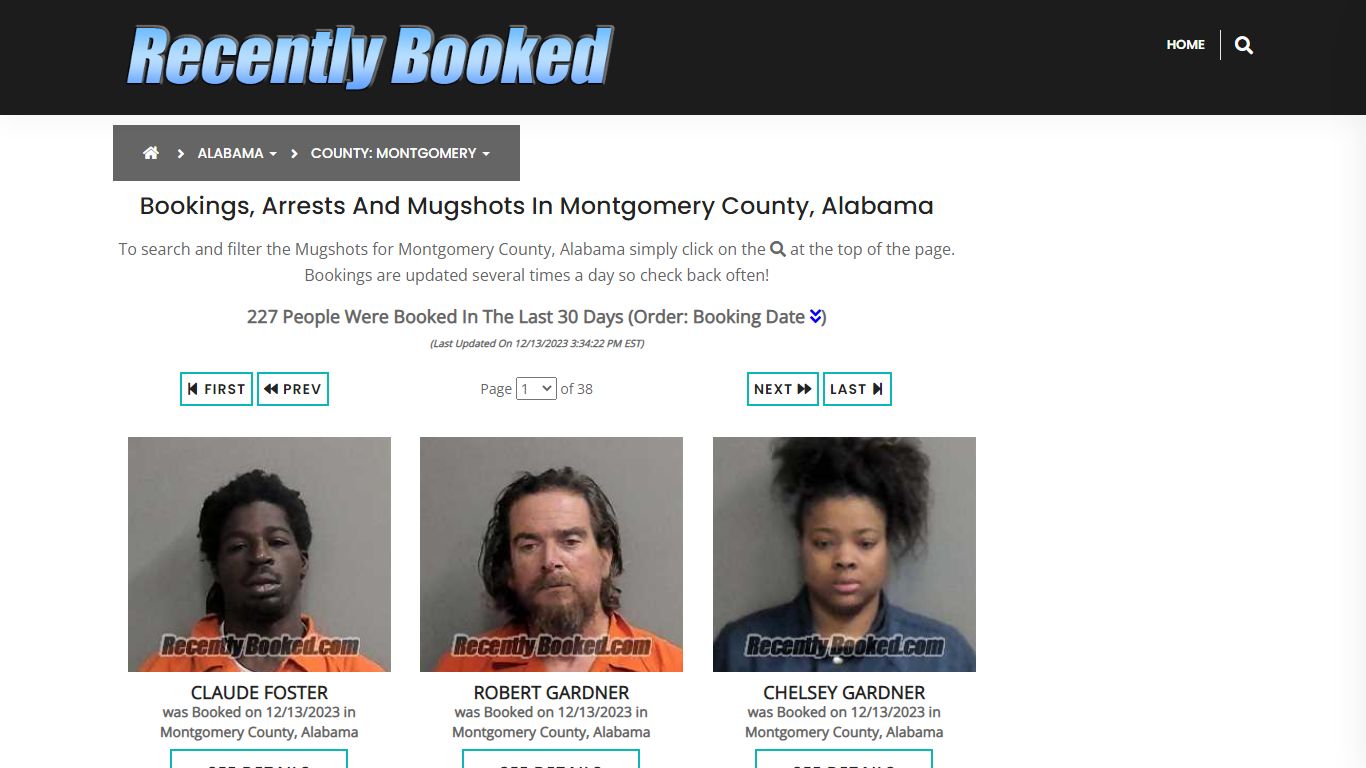 Recent bookings, Arrests, Mugshots in Montgomery County, Alabama